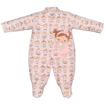 Macacão Molecotton Bebê Menina Bonequinha Rosa Upi Uli Macacão Molecotton Bebê Menina Bonequinha Rosa Upi Uli