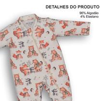 Macacão Molecotton Bebê Menino Estampa Raposas Marfim Upi Uli