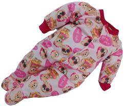 Macacão Moletinho Longo Luxo Bebê Menina Lessa Kids Ref 7987