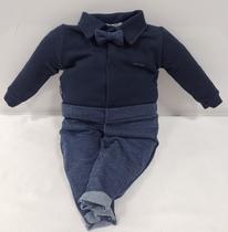 Macacão Moletino Longo Luxo Bebê Menino Gravata Zafielo 576 Macacão Moletino Longo Luxo Bebê Menino Gravata Zafielo 576