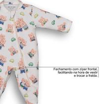 Macacão Moletom Bebê Menino Sem Felpa Estampa Ursos Upi Uli