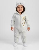 MACACÃO MOLETOM FLANEL. CAPUZ C/PELOS E ORELHINHAS Nº 1 AO 3