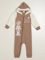 Macacão Moletom Fleece Infantil Para Bebê- MARROM Macacão Moletom Fleece Infantil Para Bebê- MARROM
