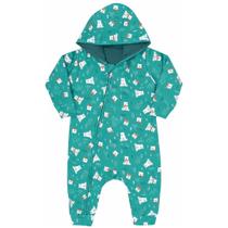 Macacão moletom peluciado verde ursinhos com capuz Kiko Baby