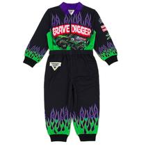 Macacão Monster Jam Grave Digger para Meninos - Tamanhos 10-12 (Preto/Roxo)