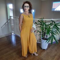 Macacão mostarda em tecido viscolinho Leide Macacão mostarda em tecido viscolinho Leide