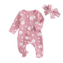 Macacão MozikQin Newborn Baby Girl, suéter de tricô, outono e inverno