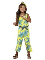Macacão Pantacourt Infantil Menina Verão Folhagens Neon - Nanai
