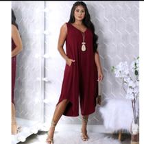 Macacão Pantacourt Regata Com Bolso Moda Femenina