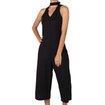 Macacão Pantacourt Riu Kiu Gola Choker - Preto