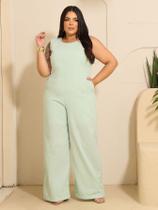 Macacão Pantalona de Linho Plus Size