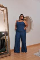 Macacão Pantalona jeans molinho. PLUS SIZE
