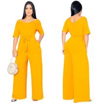 Macacao Pantalona Liso Pantacourt Midi Macaquinho Viscolycra Max Saruel Feminino Bolsos Laterais Veste do 38 Até 46