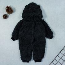 Macacão para Bebê de Pelucia Teddy Com Capuz Preto