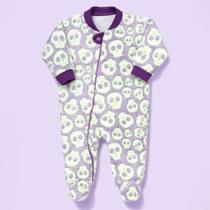 Macacão para Bebê em Fleece Quentinho até 12 meses Estampado Tamanho:3-6MCor:RoxoCaveira