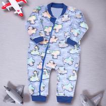 Macacão para Bebê em Pelúcia Fleece - Decole com Avião Azul