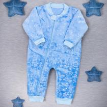 Macacão para Bebê em Pelúcia Fleece Tom Azul - Urso Prateado