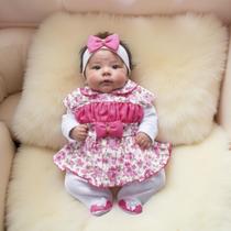 Macacão para Bebê Menina Charlote com Vestido Kit 03 Peças