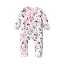 Macacão Para Bebê Menina Recém-Nascida Com Manga Longa E Estampa Floral, Conjunto De Primavera Com