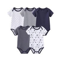 Macacão para bebês MAMIMAKA, manga curta, 3 a 6 meses, pacote com 5 unidades de algodão Macacão para bebês MAMIMAKA, manga curta, 3 a 6 meses, pacote com 5 unidades de algodão