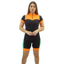 Macacão para ciclismo com forro de shorts manga curta DA Modas Feminina - D.A Modas