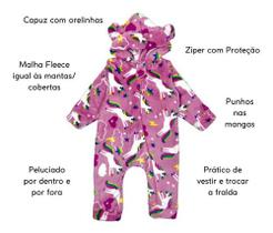 Macacão Pelúcia Fleece Bebe Infantil Zíper Quentinho P/ Frio