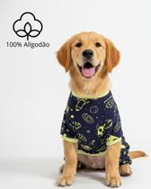 Macacão Pet Pijama Abelha interativo e Astronauta Não Aperta TAM:GCor:Astronauta Neon