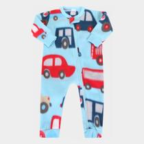 Macacão Pijama Bebê Candy Kids Soft Fleece Carrinho Masculino