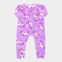 Macacão Pijama Bebê Candy Kids Soft Fleece Unicórnio Feminino