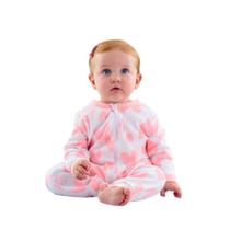 Macacão Pijama Bebê com pé Up baby Ziper Rosa Coração