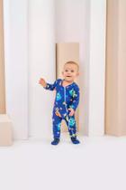 Macacão Pijama Bebê Menino Monstrinhos em Suede Cor:AzulTamanho:G Macacão Pijama Bebê Menino Monstrinhos em Suede Cor:AzulTamanho:G