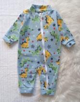 Macacão pijama de soft estampado com zíper para bebê