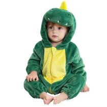 Macacão Pijama Frio Inverno Fantasia Infantil Bebê Urso Ursinho Dinossauro Verde e Azul (COD.000532)