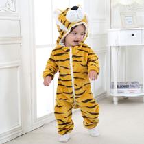 Macacão Pijama Infantil de Bebê Frio Inverno Fantasia Urso Ursinho Tigre Onça