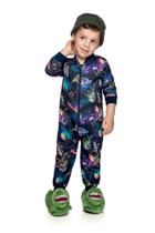 Macacão Pijama Infantil Masculino em Moletinho Estampado Roupa de Dormir Menino