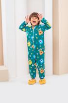Macacão Pijama Infantil Menino Monstrinhos em Suede Cor:VerdeTamanho:8 Macacão Pijama Infantil Menino Monstrinhos em Suede Cor:VerdeTamanho:8