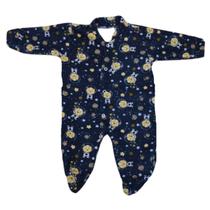 Macacão Pijama Longo Bebê Menino Soft com Pezinho Inverno