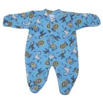 Macacão Pijama Longo Bebê Menino Soft com Pezinho Inverno