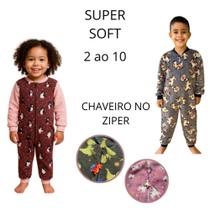 Macacão Pijama Super Soft Quentinho Infantil Ziper Frontal