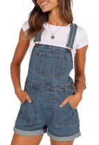 Macacão Pink Queen Denim Shortalls de Corte Solto Macacão Pink Queen Denim Shortalls de Corte Solto