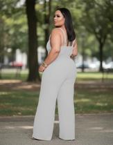 Macacão Plus Size alça regulável com bolso G1 G2 G3 Cor:BrancoTamanho:G1 Macacão Plus Size alça regulável com bolso G1 G2 G3 Cor:BrancoTamanho:G1