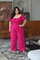 Macacão Plus Size Ciganinha em Tecido Viscolinho - Tamanhos 48 a 54