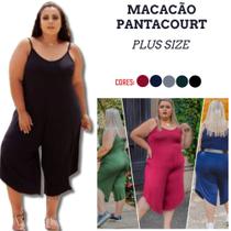 Macacão Plus Size Pantacourt Feminino Confortável Festa Chic Macacão Plus Size Pantacourt Feminino Confortável Festa Chic