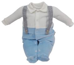 Macacão Plush Bebê Menino Luxo Inverno Suspensório Ref. 2776