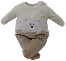 Macacão Plush Bordado Bebê Menina Inverno Chuquinha Rf 2887