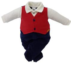 Macacão Plush Colete Bebê Menino Chuquinha Inverno 2885