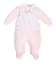 Macacão Plush Luxo Bebê Menina Inverno Rendado Lessa B8898 Macacão Plush Luxo Bebê Menina Inverno Rendado Lessa B8898