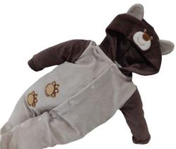 Macacão Plush Luxo Bebê Menino Inverno Capuz Bordado 2774 Macacão Plush Luxo Bebê Menino Inverno Capuz Bordado 2774