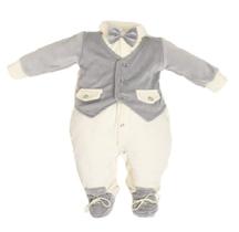 Macacão Plush Luxo Bebê Menino Inverno Gravata Lessa B8904