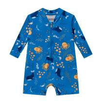 Macacão Praia Bebê Azul UV Dry Proteção UV 50+ Onda Marinha